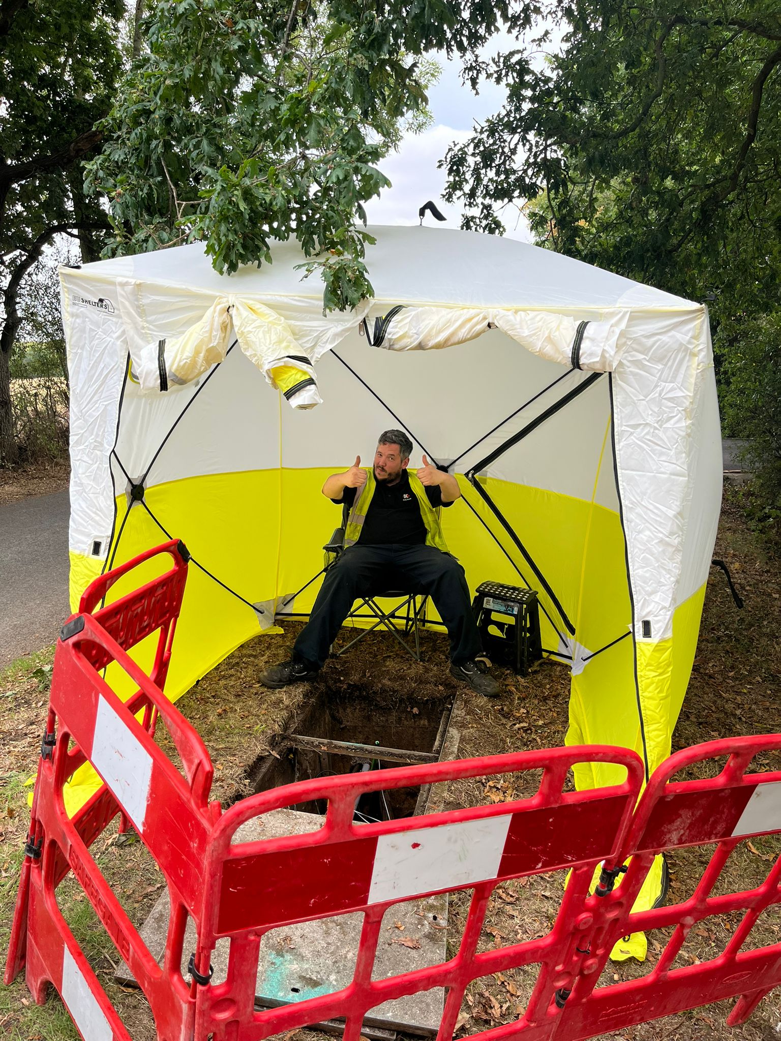 Fibre optic team preparing trench route